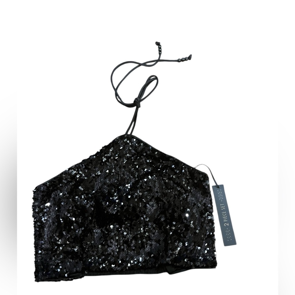 House of Harlow 1960 2 pc Sequined Halter top and matching pants - Picture 3 of 16